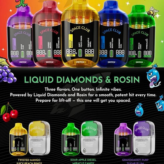 SPACE CLUB 2.1G SWITCH 3 FLAVORS 1 PEN!! 5 FLAVOR COMBINATIONS